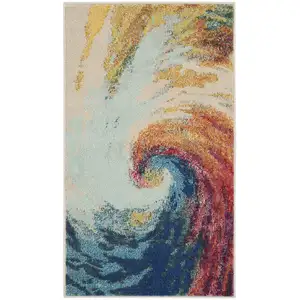 Photo of Wave Abstract Power Loom Non Skid Area Rug