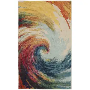 Photo of Wave Abstract Power Loom Non Skid Area Rug