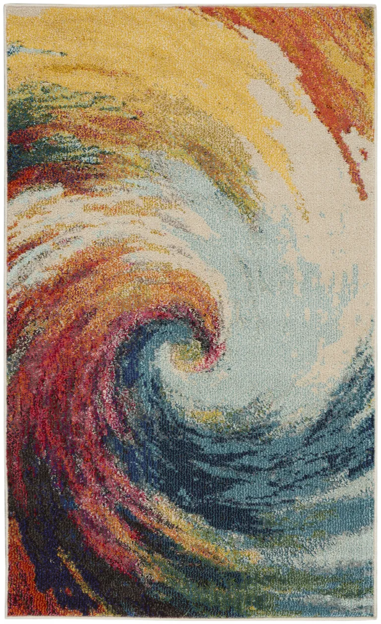 Wave Abstract Power Loom Non Skid Area Rug Photo 1