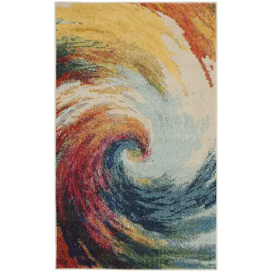 Wave Abstract Power Loom Non Skid Area Rug Photo 1