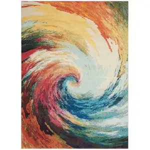 Photo of Wave Abstract Power Loom Non Skid Area Rug