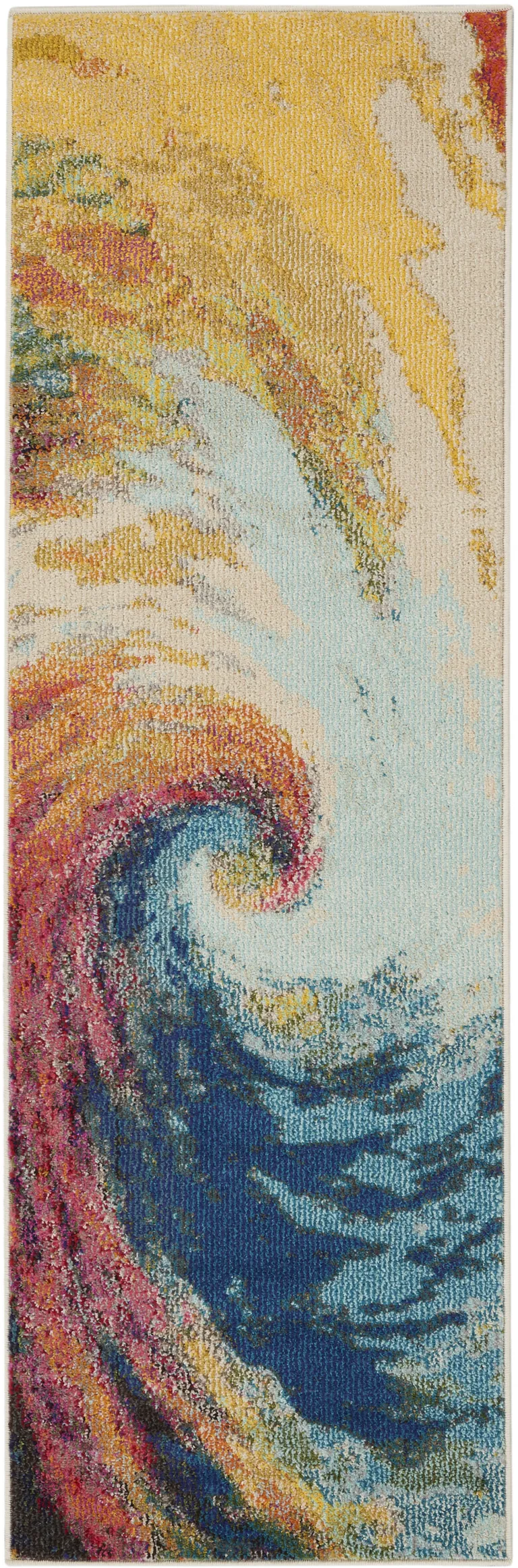 Wave Abstract Power Loom Non Skid Runner Rug Photo 1