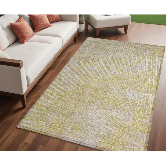 Wheat Abstract Washable Non Skid Indoor Outdoor Area Rug Photo 1