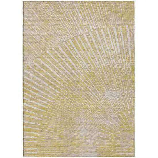 Wheat Abstract Washable Non Skid Indoor Outdoor Area Rug Photo 2