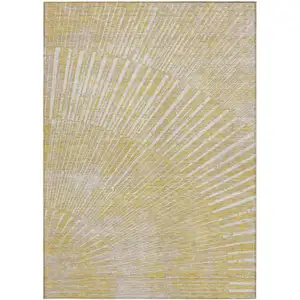 Photo of Wheat Abstract Washable Non Skid Indoor Outdoor Area Rug