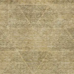 Photo of Wheat And Beige Geometric Washable Indoor Outdoor Area Rug