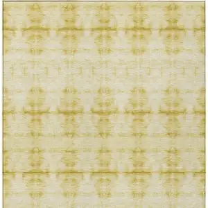 Photo of Wheat And Gold Geometric Washable Indoor Outdoor Area Rug