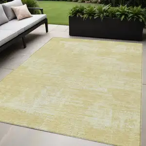 Photo of Wheat And Tan Abstract Washable Indoor Outdoor Area Rug