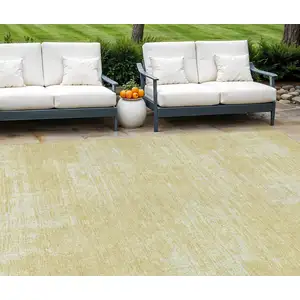 Photo of Wheat And Tan Abstract Washable Indoor Outdoor Area Rug