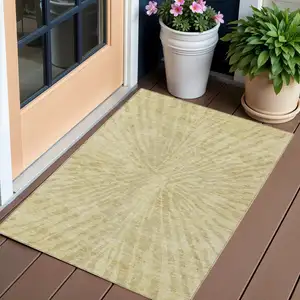 Photo of Wheat Beige And Tan Abstract Washable Indoor Outdoor Area Rug