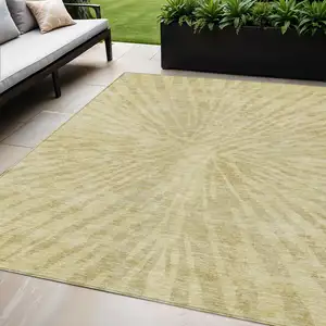 Photo of Wheat Beige And Tan Abstract Washable Indoor Outdoor Area Rug