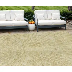 Photo of Wheat Beige And Tan Abstract Washable Indoor Outdoor Area Rug