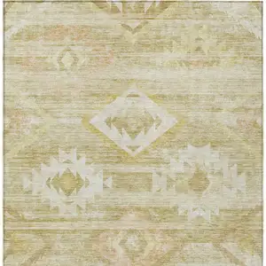 Photo of Wheat Gold And Beige Southwestern Washable Indoor Outdoor Area Rug