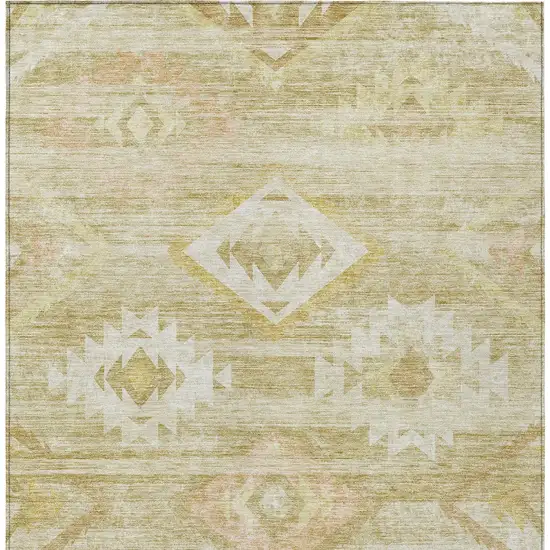 Wheat Gold And Beige Southwestern Washable Indoor Outdoor Area Rug Photo 6