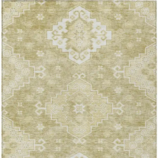 Wheat Gold And Ivory Medallion Washable Indoor Outdoor Area Rug Photo 7