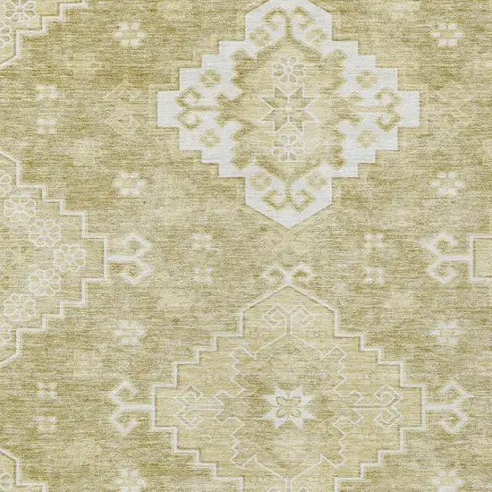 Wheat Gold And Ivory Medallion Washable Indoor Outdoor Area Rug Photo 6