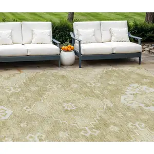 Photo of Wheat Gold And Ivory Medallion Washable Indoor Outdoor Area Rug