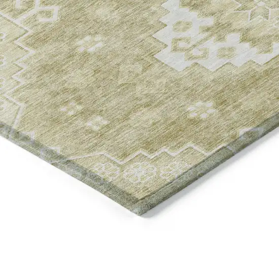 Wheat Gold And Ivory Medallion Washable Indoor Outdoor Area Rug Photo 5