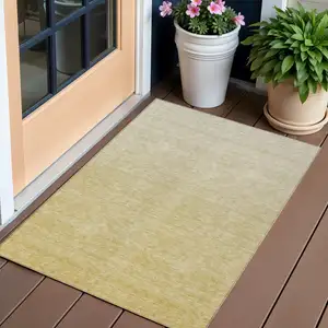 Photo of Wheat Gold And Tan Ombre Washable Indoor Outdoor Area Rug