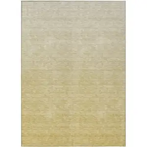 Photo of Wheat Gold And Tan Ombre Washable Indoor Outdoor Area Rug