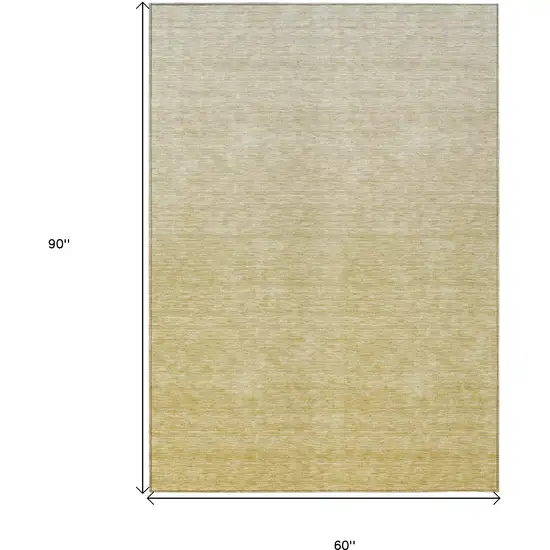 Wheat Gold And Tan Ombre Washable Indoor Outdoor Area Rug Photo 3