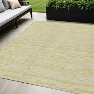 Photo of Wheat Gold And Tan Striped Washable Indoor Outdoor Area Rug