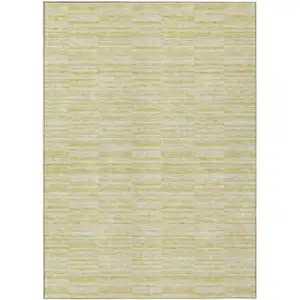 Photo of Wheat Gold And Tan Striped Washable Indoor Outdoor Area Rug