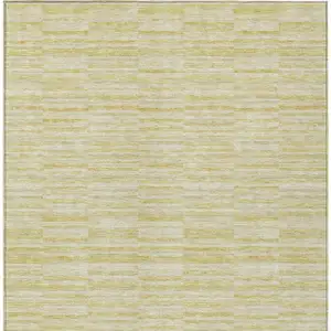 Photo of Wheat Gold And Tan Striped Washable Indoor Outdoor Area Rug