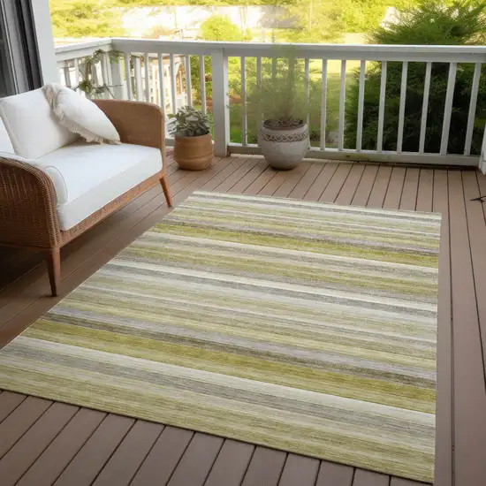 Wheat Striped Washable Non Skid Indoor Outdoor Area Rug Photo 8