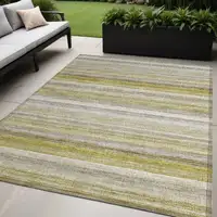 Photo of Wheat Striped Washable Non Skid Indoor Outdoor Area Rug