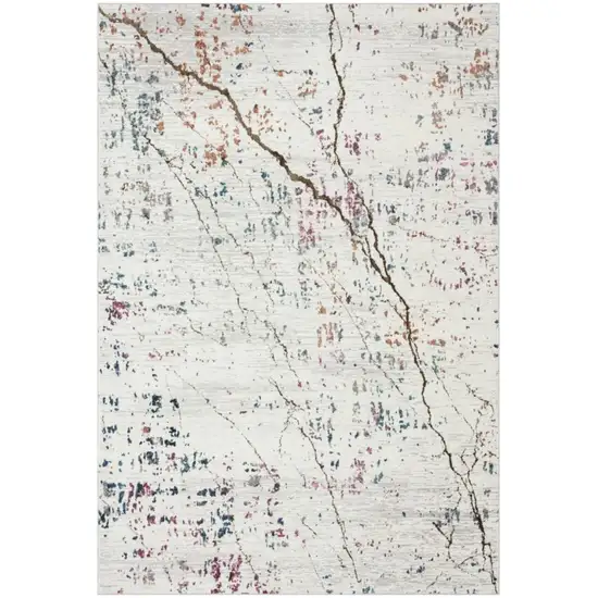 White Abstract Marble Area Rug Photo 1