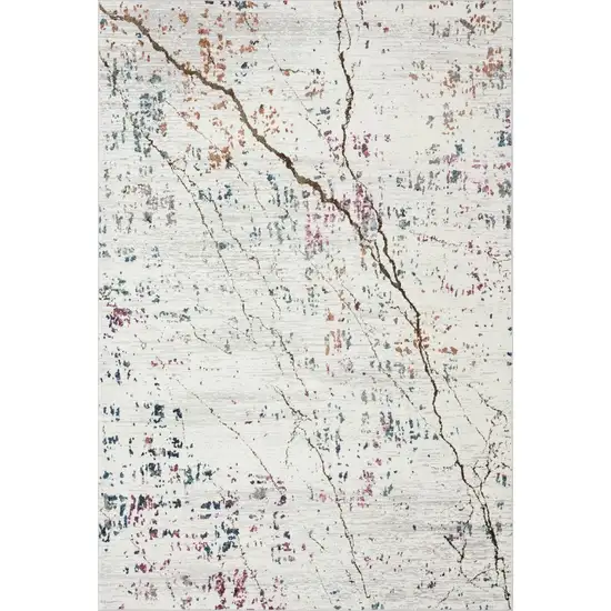 White Abstract Marble Area Rug Photo 1