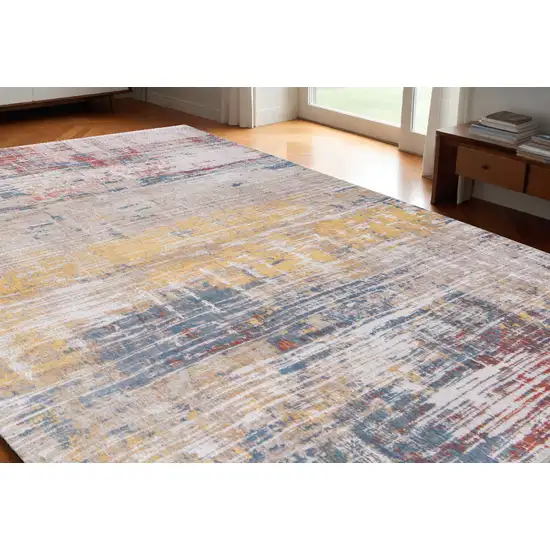 White Abstract Non Skid Area Rug Photo 1