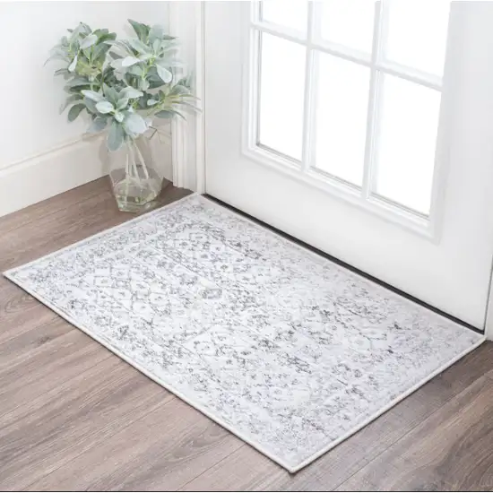 White Abstract Non Skid Area Rug Photo 1