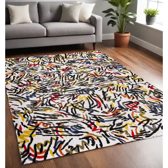 White Abstract Non Skid Area Rug Photo 1