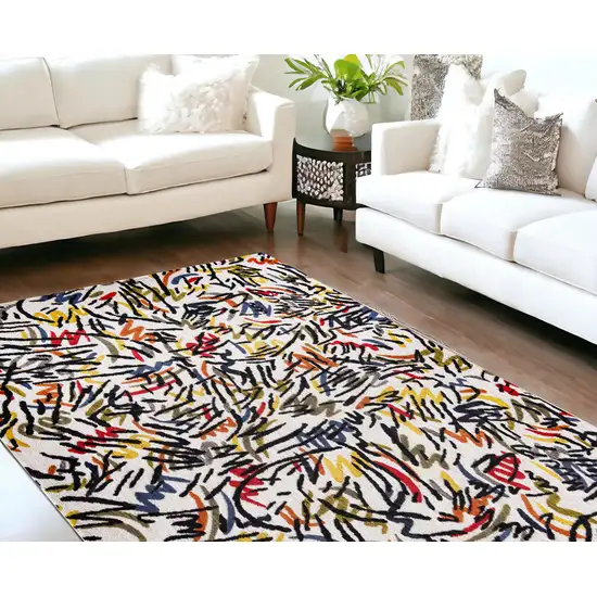 White Abstract Non Skid Area Rug Photo 1