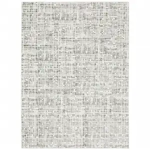 Photo of White And Grey Abstract Power Loom Stain Resistant Area Rug