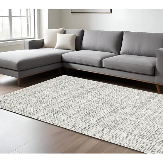 Gray and White Abstract Power Loom Area Rug Photo 1