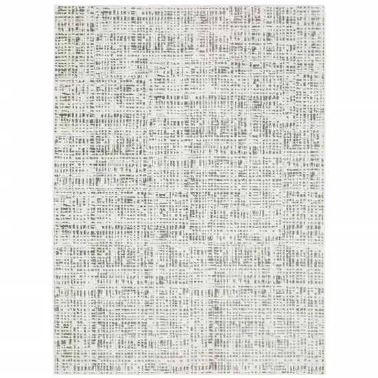White And Grey Abstract Power Loom Stain Resistant Area Rug Photo 1