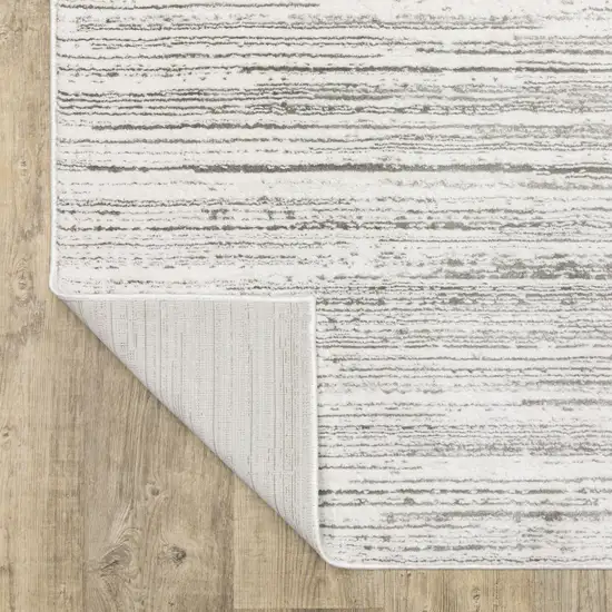 White And Grey Abstract Power Loom Stain Resistant Area Rug Photo 8