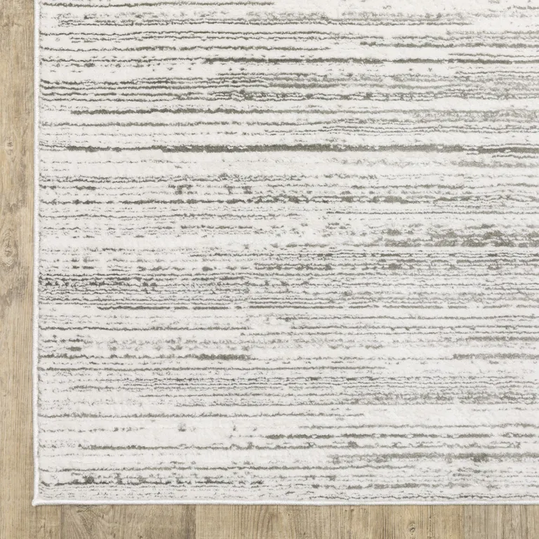 White And Grey Abstract Power Loom Stain Resistant Area Rug Photo 3