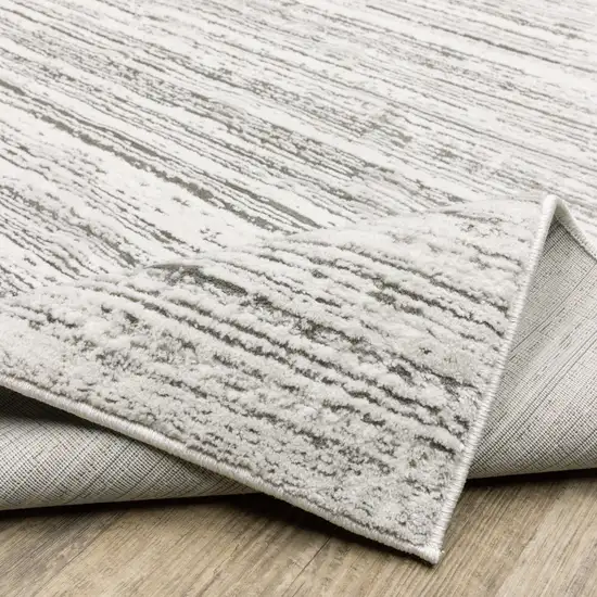 White And Grey Abstract Power Loom Stain Resistant Area Rug Photo 9
