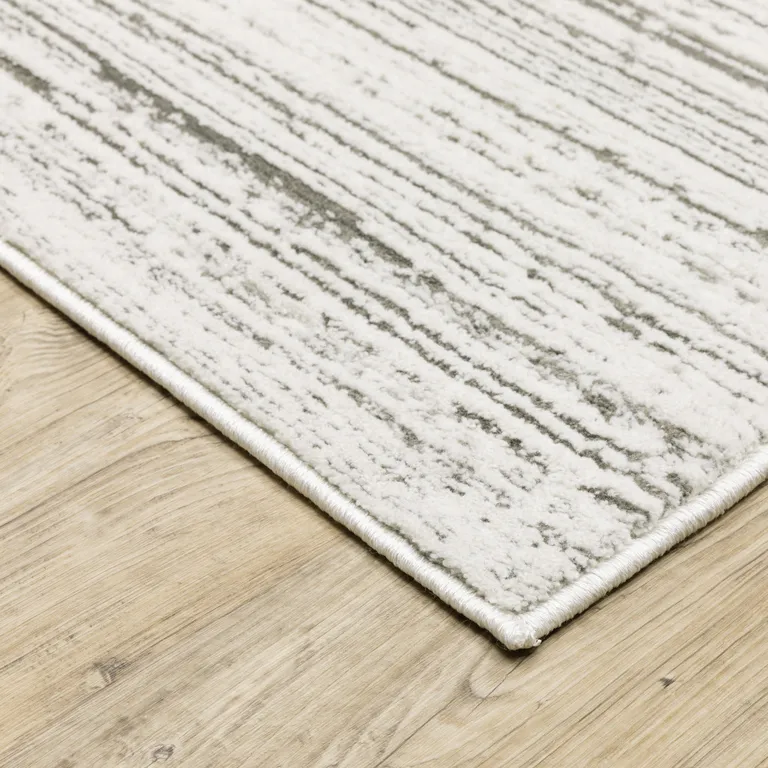 White And Grey Abstract Power Loom Stain Resistant Area Rug Photo 4