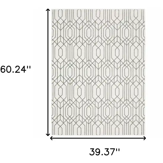 White And Grey Geometric Power Loom Stain Resistant Area Rug Photo 10