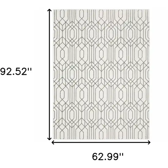 White And Grey Geometric Power Loom Stain Resistant Area Rug Photo 10