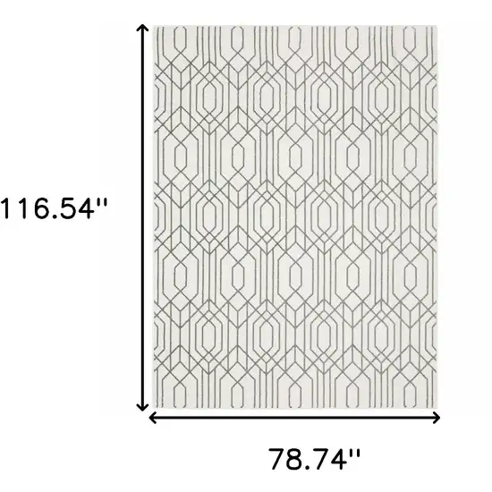 White And Grey Geometric Power Loom Stain Resistant Area Rug Photo 10