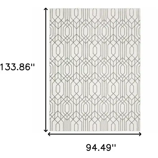 White And Grey Geometric Power Loom Stain Resistant Area Rug Photo 10