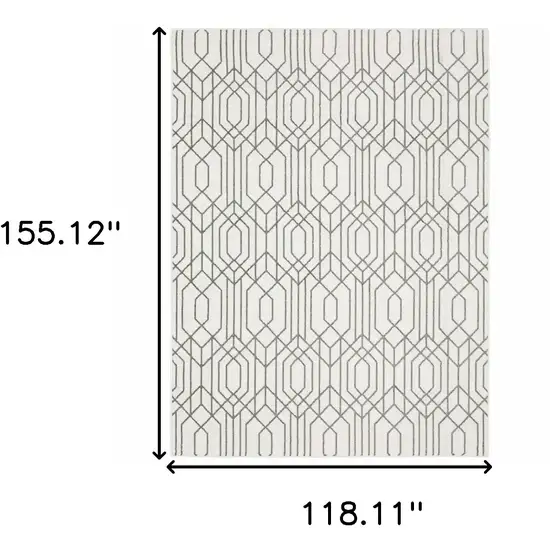 White And Grey Geometric Power Loom Stain Resistant Area Rug Photo 10