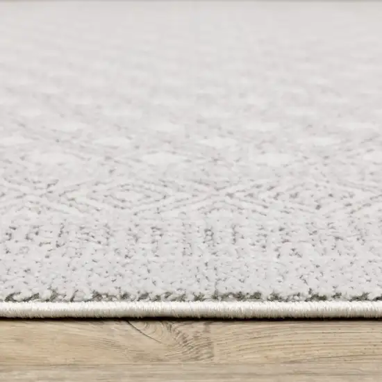 White And Grey Oriental Power Loom Stain Resistant Area Rug Photo 6