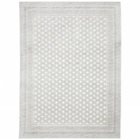 White And Grey Oriental Power Loom Stain Resistant Area Rug Photo 1